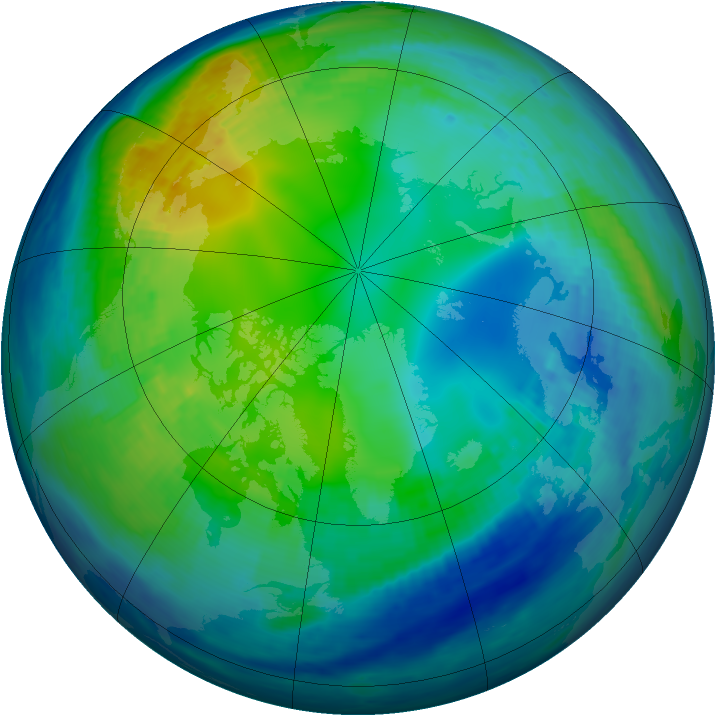 Arctic ozone map for 10 November 1992